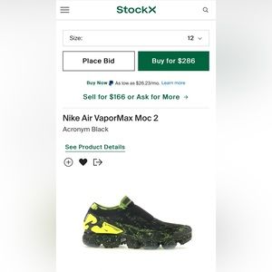 Nike, air vapor max x acronym, doesnt come with box.